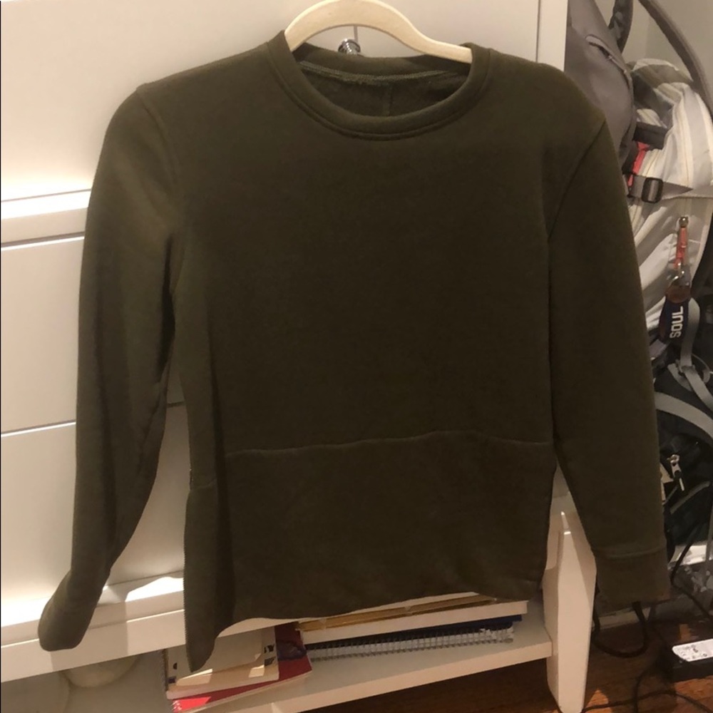 Army green Lululemon zip sweatshirt